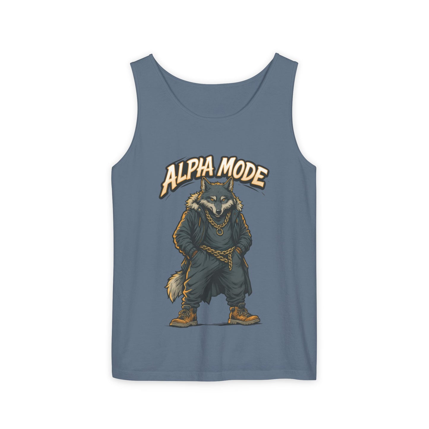 Alpha Mode Wolf Tank Top, Mens Hip Hop Gym Tank, Cool Streetwear Muscle Tank, Savage Wolf Graphic Top, Alpha Male Workout Shirt, Beachwear