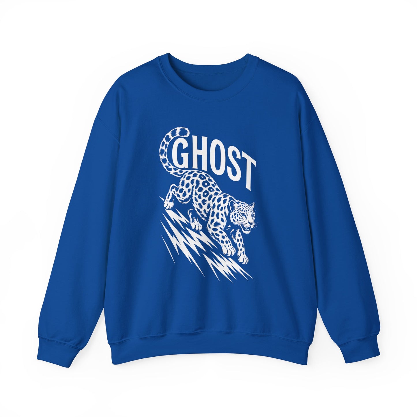 Ghost Leopard Crewneck Sweatshirt, Unisex Fashion, Cozy Casual Wear, Graphic Sweatshirt, Wild Animal Art, Gift for Animal Lovers
