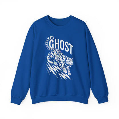 Ghost Leopard Crewneck Sweatshirt, Unisex Fashion, Cozy Casual Wear, Graphic Sweatshirt, Wild Animal Art, Gift for Animal Lovers