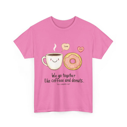 Cute Coffee and Donut Love T-Shirt, Funny Couple Quote, Kawaii Breakfast Graphic Shirt, Gift for Coffee Lovers, Gift for Valentine's Day