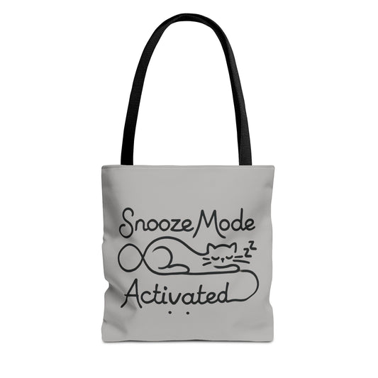 Sleepy Cat Tote Bag - Snooze Mode Activated, Cute Cat Lover Gift, Lounge Essential, Beach, Grocery, Everyday Use, Beach Weekender Bag
