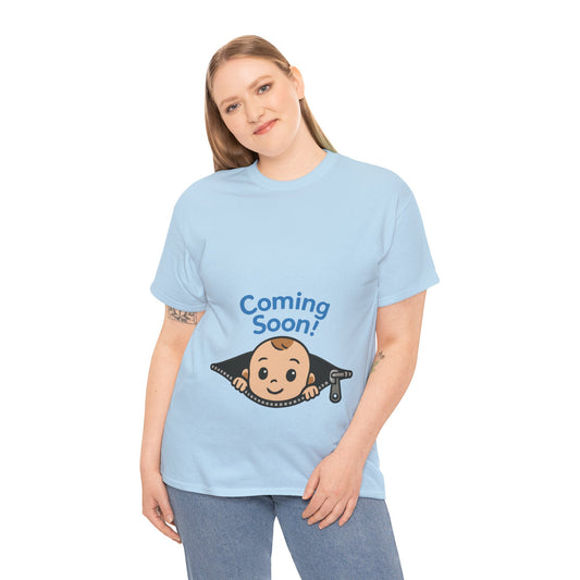 Coming Soon Maternity Tee, Cute Baby Boy Pregnancy Announcement Tee, Funny Expecting Mom Gift, Gender Reveal Tee, Baby Shower Top