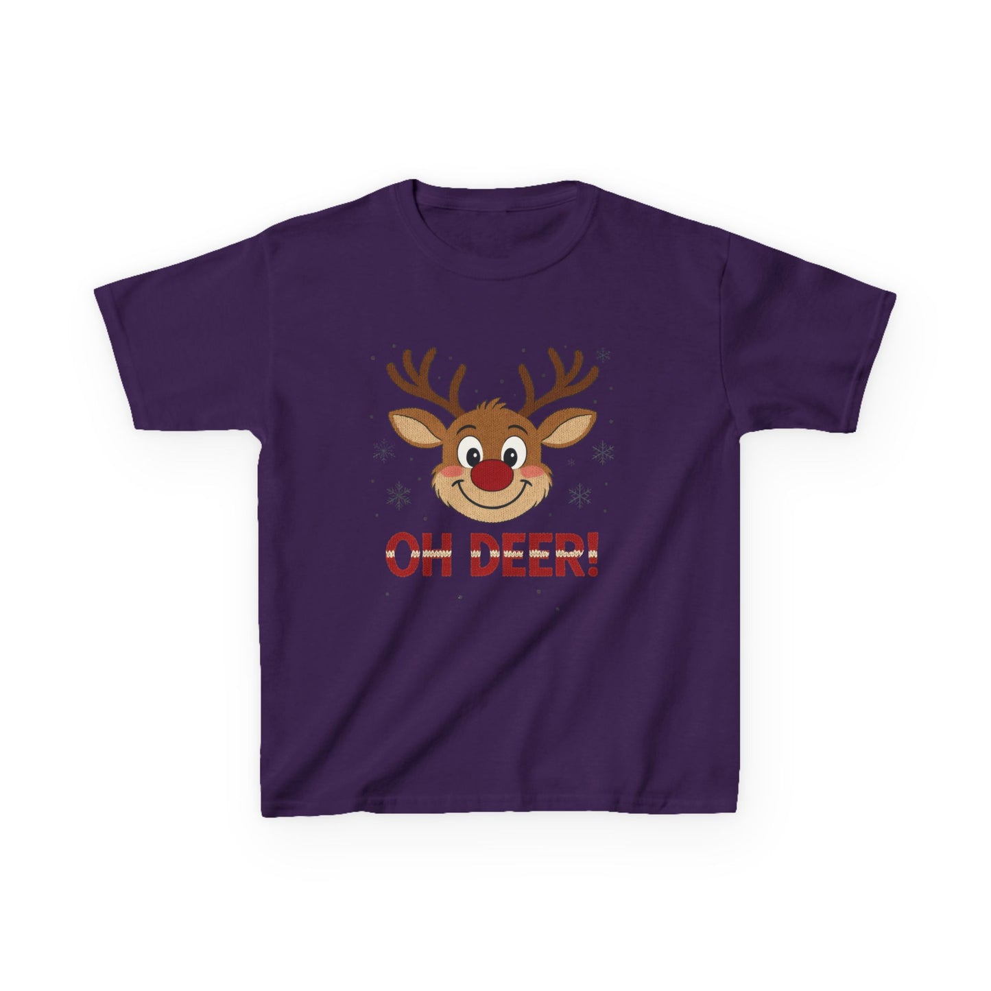 Girls Oh Deer Christmas T-Shirt, Cute Reindeer Kids Holiday Tee