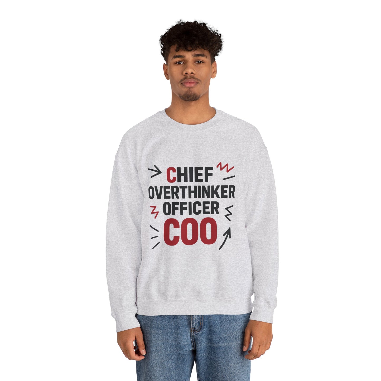Chief Overthinker Officer Men's Sweatshirt, COO Funny Office Humor Graphic Pullover, Men's Heavy Blend™ Crewneck Sweatshirt