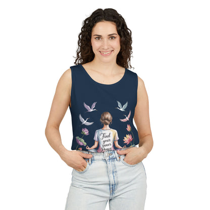 Meditation Floral Womens Tank Top, Find Your Inner Peace, Yoga Apparel, Gift for Mindfulness, Summer Relaxed Wear