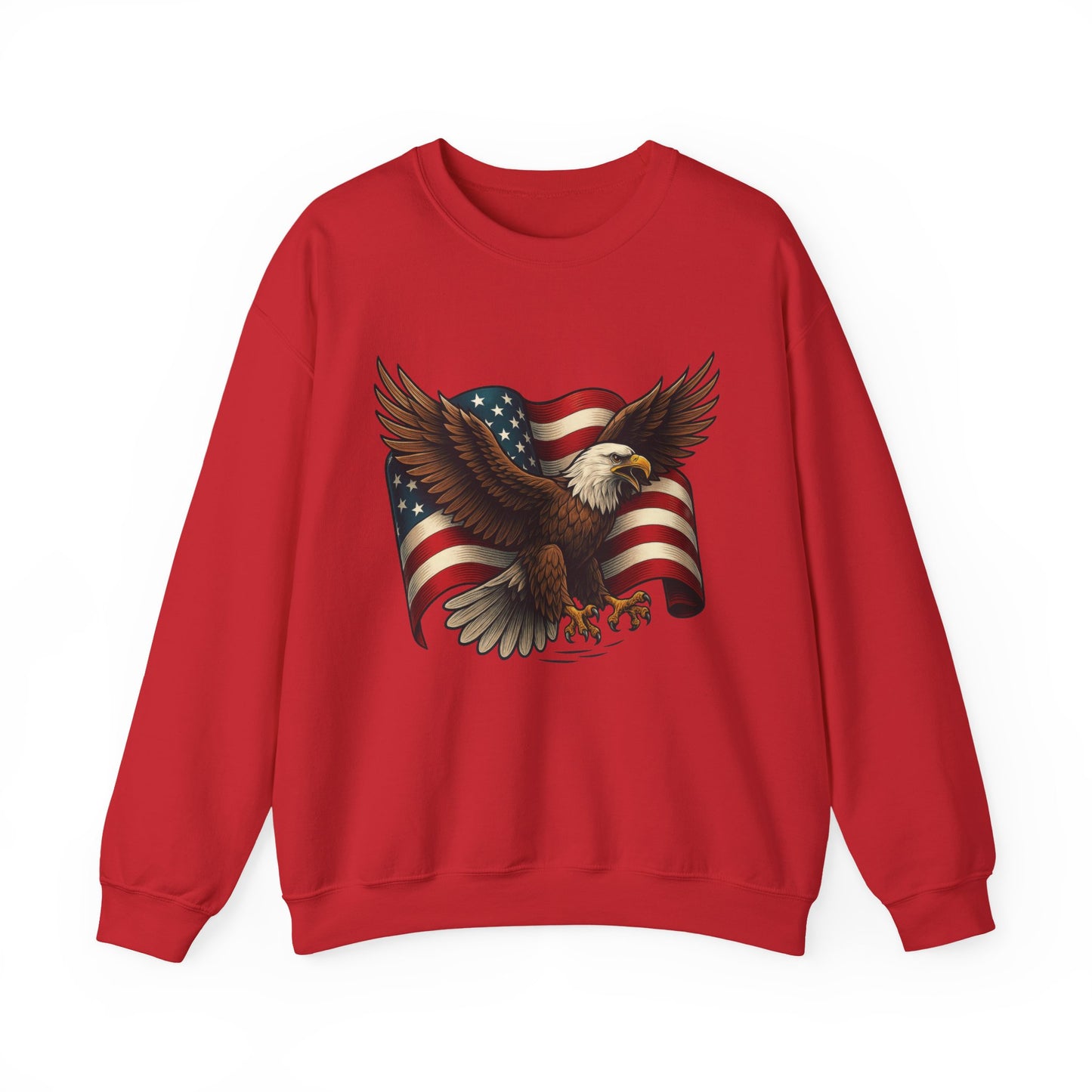 Patriotic Eagle Sweatshirt - Unisex Crewneck, USA Flag Apparel, Memorial Day, Veteran's Day, Independence Day, Gift for Patriots