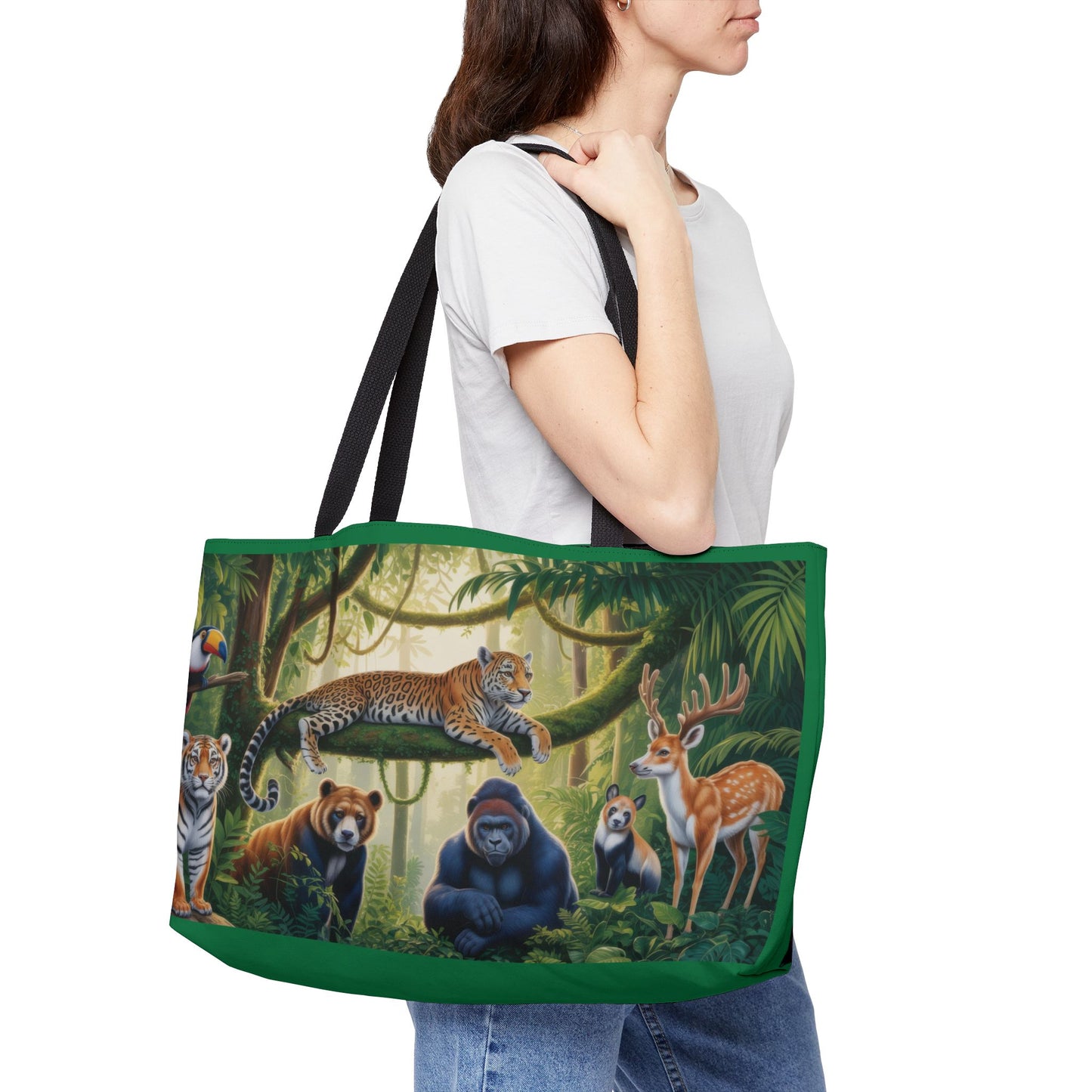 Jungle Wildlife Weekender Tote Bag, Eco-Friendly Travel Bag, Animal Lover Gift, Beach Bag, Shopping Tote, Adventure Companion