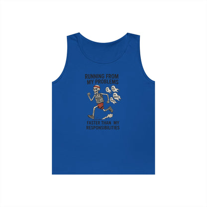 Skeleton Runner Tank for Men, Undead Jogging Club Tee, Halloween T-Shirt, Gift for Runners, Anxiety Humor Gift,  Funny Graphic Tank Top