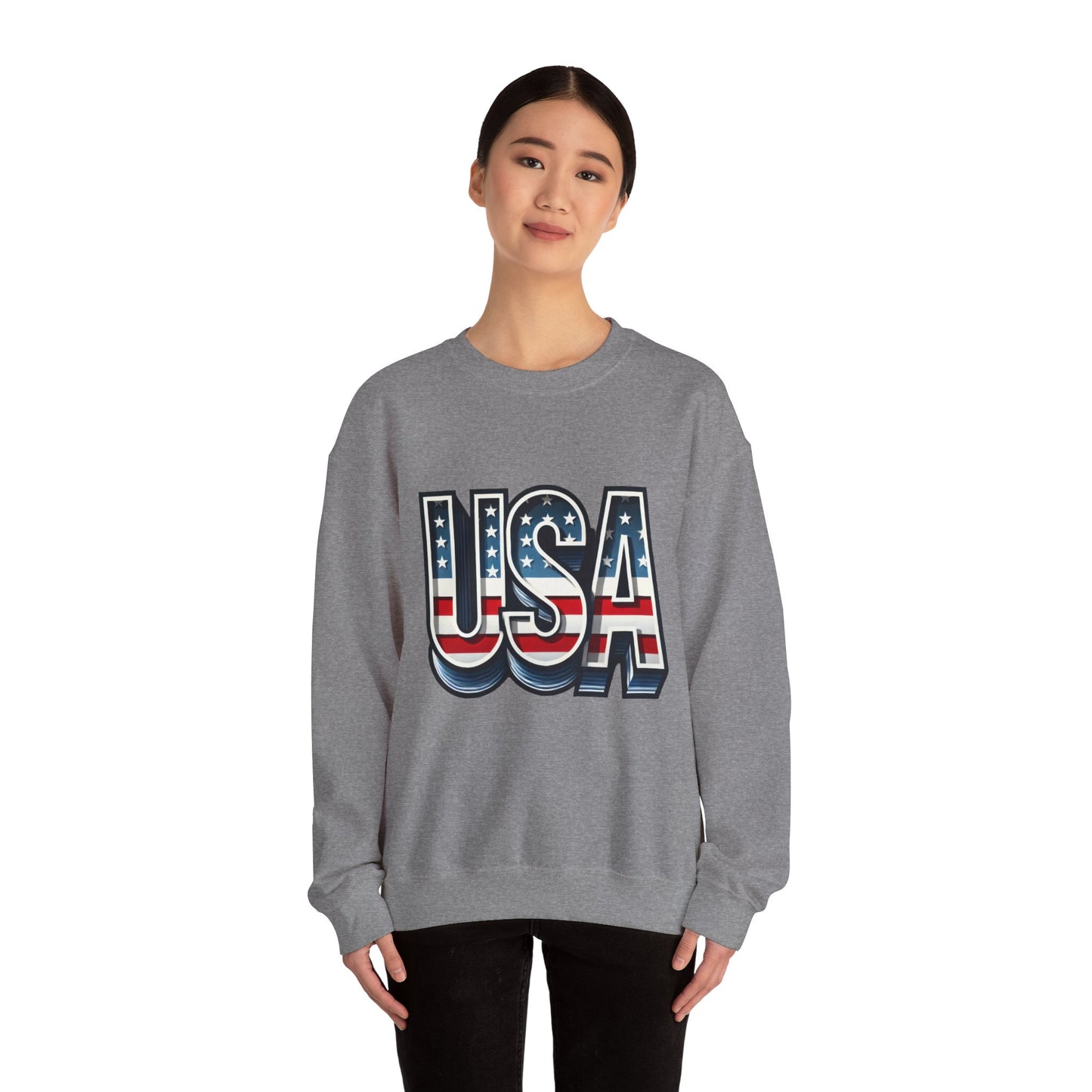 USA Patriotic Crewneck Sweatshirt for All Seasons, Cozy Sweatshirt for Independence Day, Casual Wear, Gift for Friends and Family