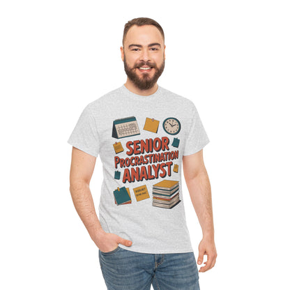 Senior Procrastination Analyst Tee, Funny Office Shirt, Gift for Graduates, Motivation T-Shirt, Humor Apparel, Job Humor Clothing