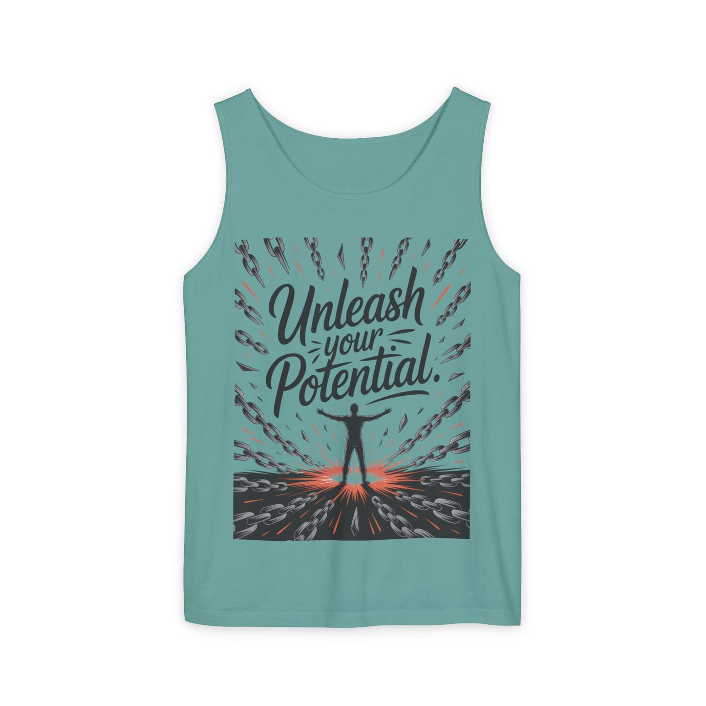 Men's Motivational Tank Top, "Unleash Your Potential" Graphic, Inspirational Gym Wear, Fitness Apparel, Summer Top, Gift for Him