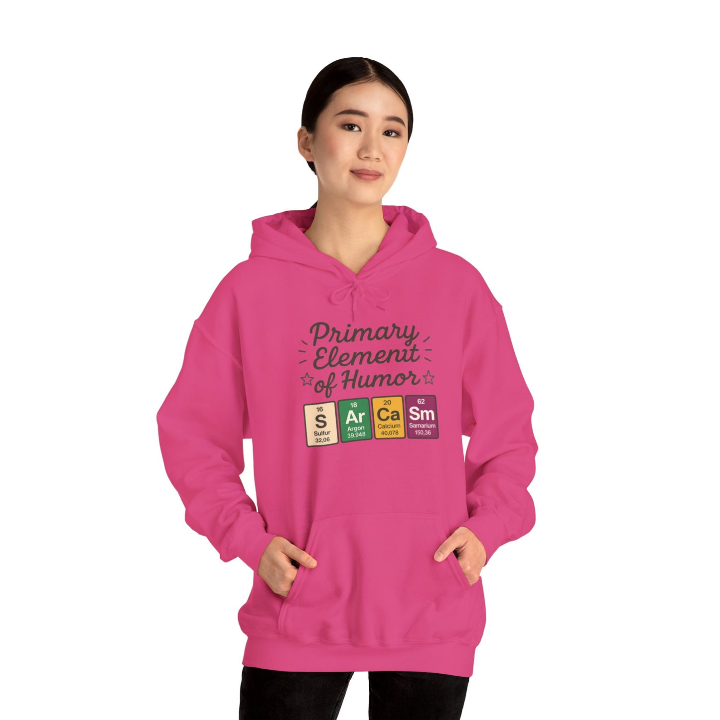 Sarcasm Hoodie for Women, Funny Chemistry Hoodie, Primary Element of Humor Science Sweatshirt, Nerdy Gift for Her