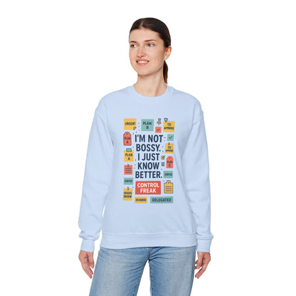 Funny Womens Control Freak Sweatshirt, Bold Sarcastic Quote Pullover, Ideal Gift for Bossy Friends, Funny Womens Sweatshirt