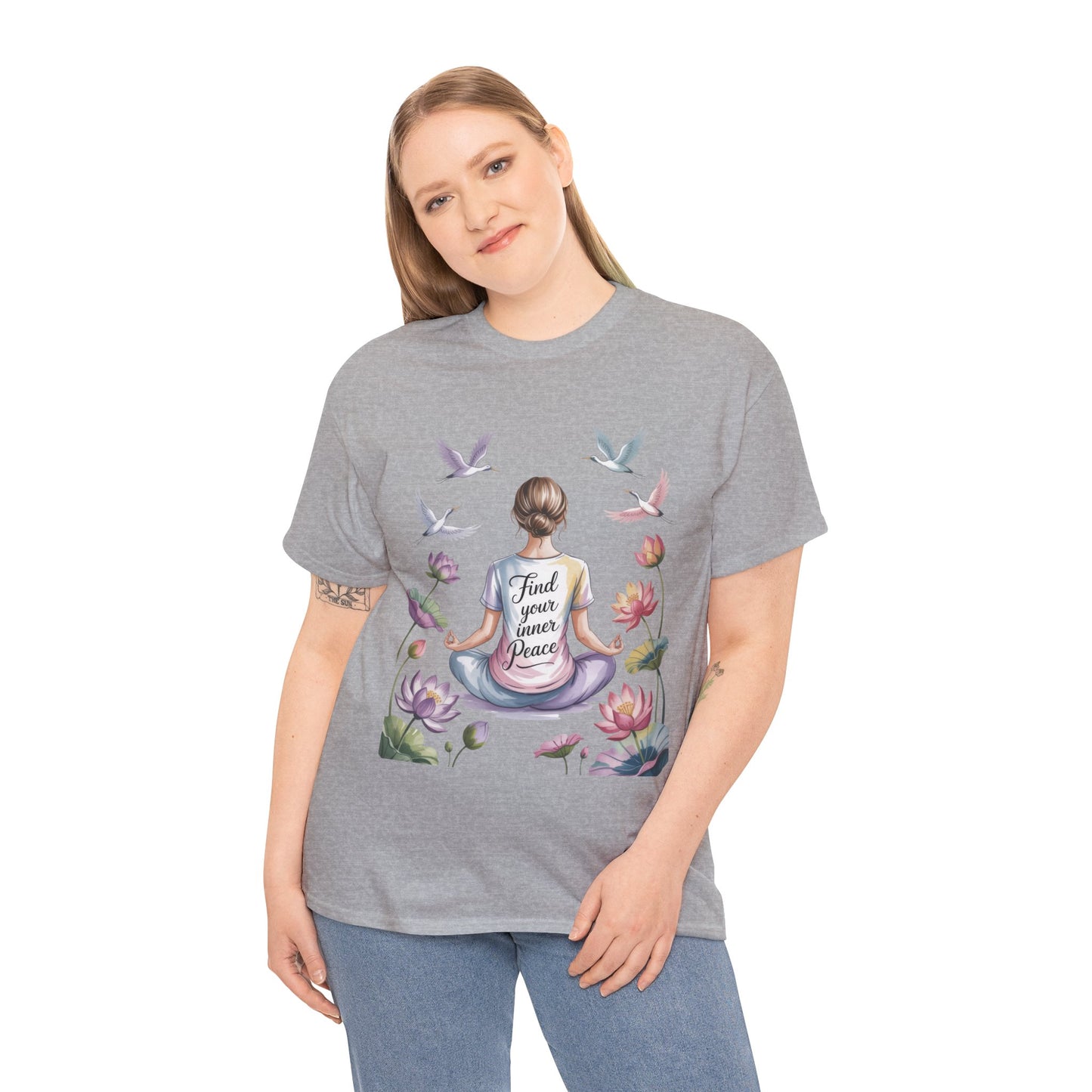 Find Your Inner Peace Womens Heavy Cotton Tee, Motivational Shirt, Meditation Apparel, Relaxation Gift, Casual Wear, Mindfulness Tee