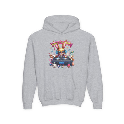 DJ Bunny Easter Hoodie for Kids - Fun Music Bunny Graphic, Hoppin' to the Beat Design, Cool Spring Sweatshirt, Easter Gift for Youth