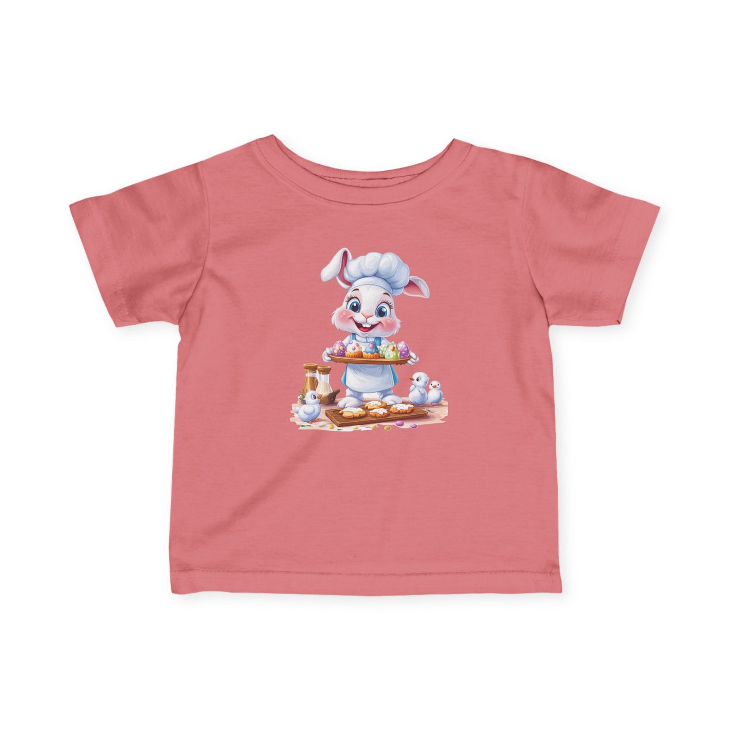 Infant Easter Bunny Chef Tee, Baby Baker T-Shirt with Colorful Eggs, Cute Spring Outfit for 6-24 Months, Funny Holiday Gift Baby Easter Gift