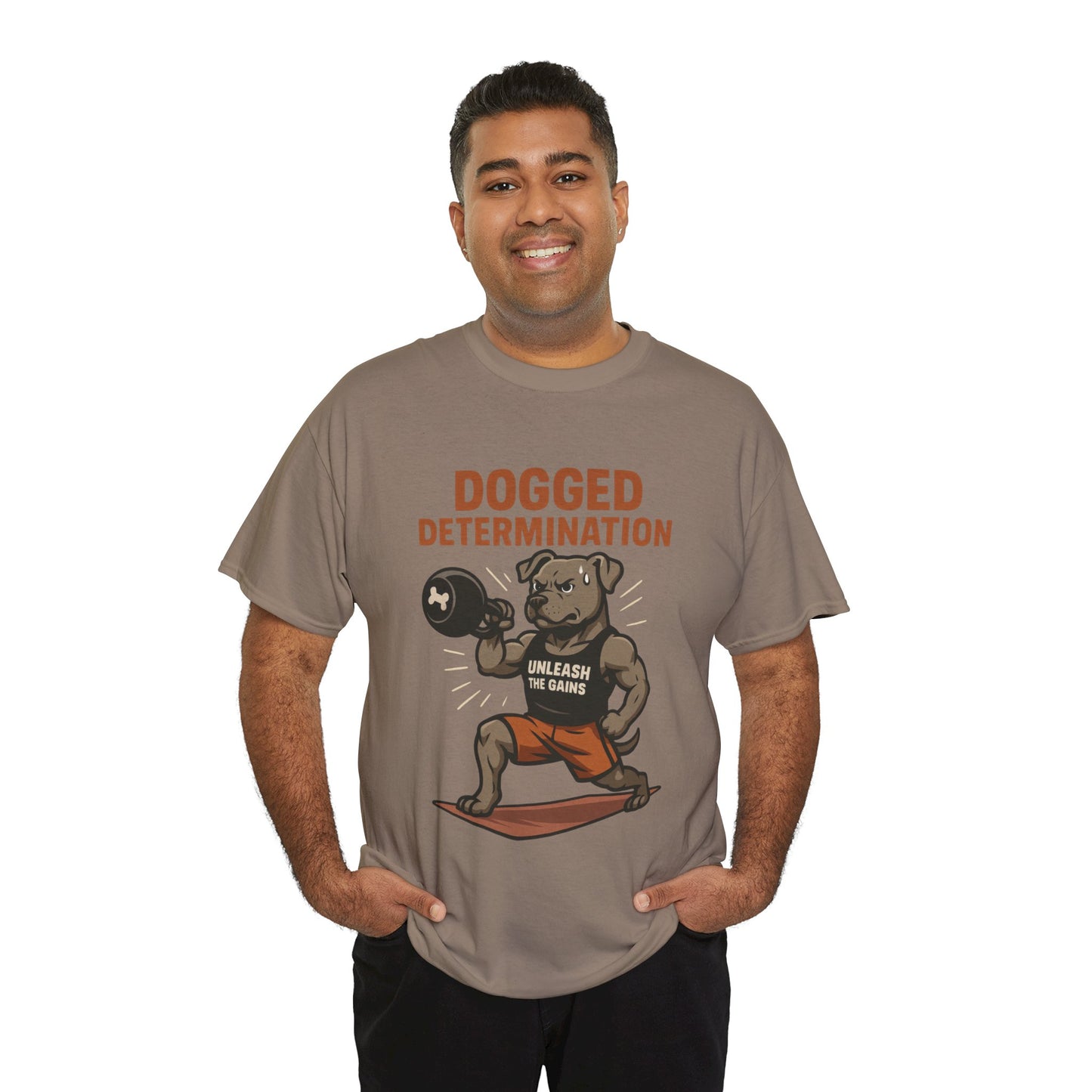 Funny Gym Dog T-Shirt for Men, Workout Bulldog Graphic Tee, Fitness Motivation Shirt, Dog Lover Gift, Dogged Determination Gym Tee