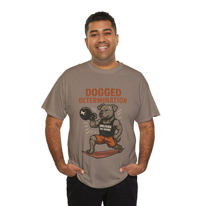 Funny Gym Dog T-Shirt for Men, Workout Bulldog Graphic Tee, Fitness Motivation Shirt, Dog Lover Gift, Dogged Determination Gym Tee