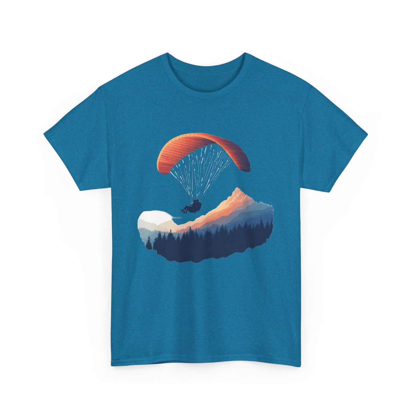 Paragliding Adventure T-Shirt, Mountain Landscape Tee, Nature Travel Lover Shirt, Outdoor Hiking Gift, Unisex Heavy Cotton Tee
