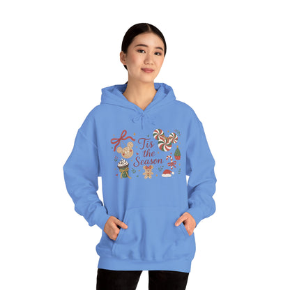 Tis the Season Christmas Women's Hooded Sweatshirt, Cozy Cookie - Cocoa Holiday Jumper, Unisex Heavy Blend™ Hooded Sweatshirt