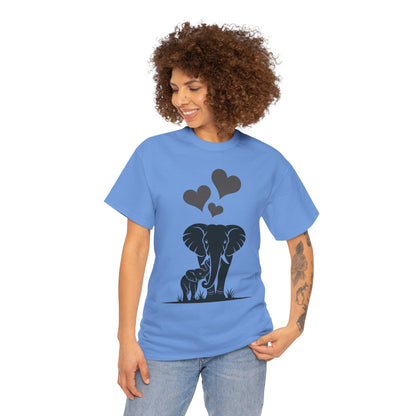 Elephant Mom and Baby T-Shirt, Elephant Love Cotton Tee, Cute Animal Shirt, Animal Lover Gift, Cute Minimalist Elephant Design
