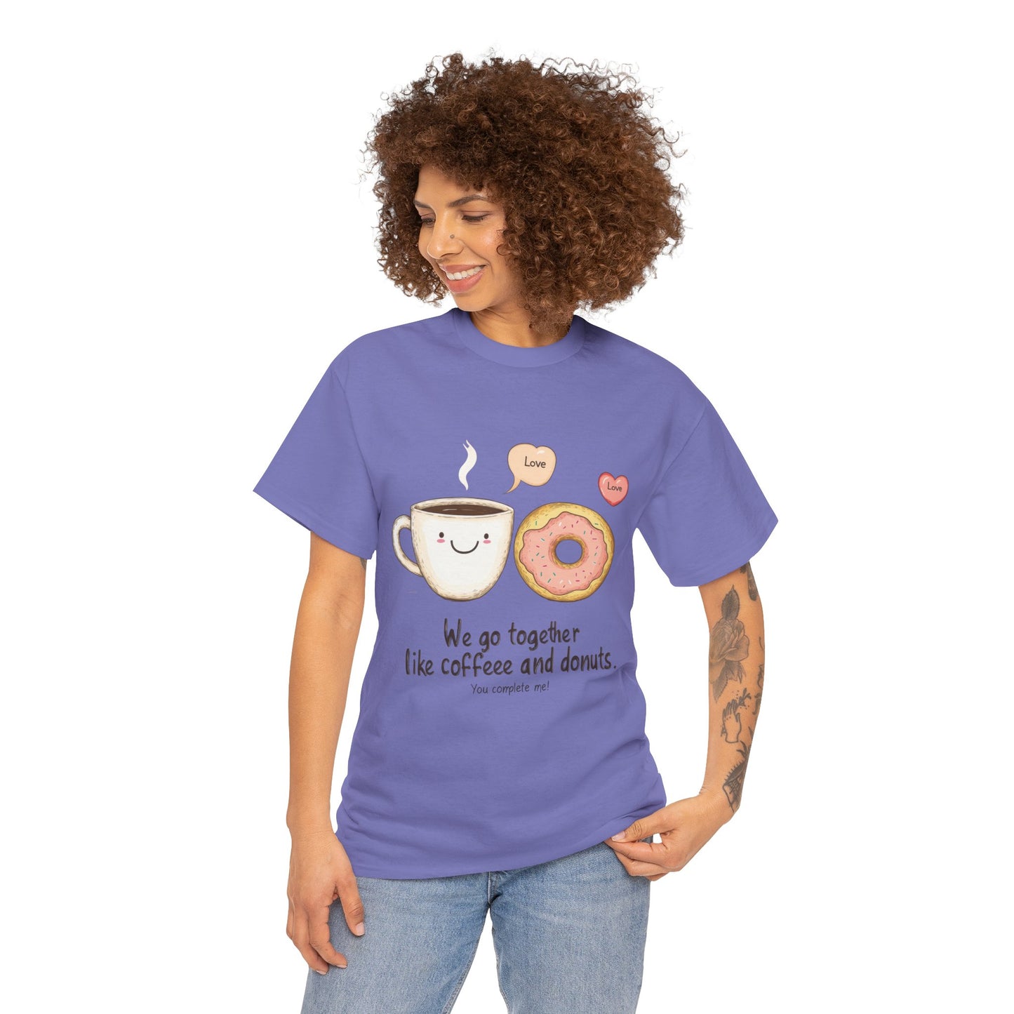 Cute Coffee and Donut Love T-Shirt, Funny Couple Quote, Kawaii Breakfast Graphic Shirt, Gift for Coffee Lovers, Gift for Valentine's Day