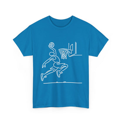 Basketball Slam Dunk Line Art Shirt, Unisex Heavy Cotton Tee, Sportswear, Gift for Athletes, Streetwear, Basketball Player T-Shirt