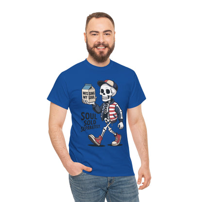 Funny Skeleton T-Shirt Soul Sold Separately Graphic Tee, Missing Soul Cartoon Shirt, Gothic Streetwear, Halloween Gift Tee
