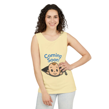 Coming Soon Maternity Tank Top, Cute Baby Boy Pregnancy Announcement Tee, Funny Expecting Mom Gift, Gender Reveal Tee, Baby Shower Top