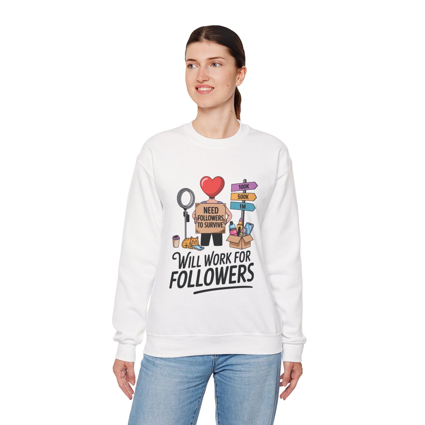 Funny Influencer Womens Sweatshirt, Social Media Sweatshirt, Humor Gifts, Crewneck for Influencers, Casual Wear, Womens Cozy Meme Top