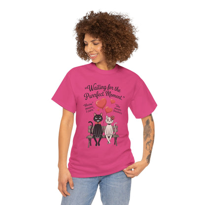 Cute Cat Lovers Tee, Womens Heavy Cotton Tee for Pet Owners, Funny Cat Shirt, Gift for Cat Lovers, Casual T-Shirt, Animal Art Tee