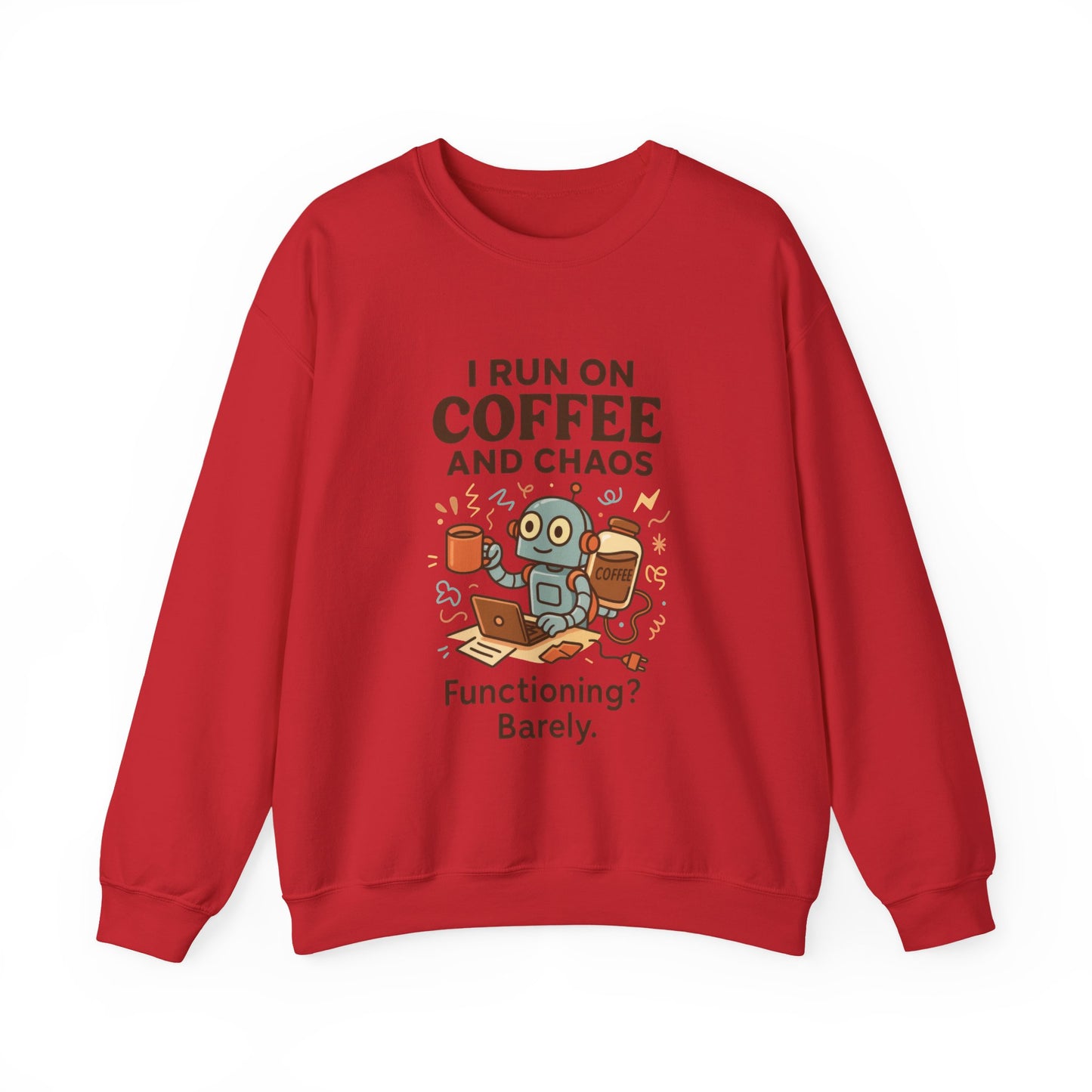 Coffee and Chaos Crewneck Sweatshirt, Funny Sweatshirt for Coffee Lovers, Unisex Gift, Cozy Everyday Wear, Ideal for Holidays