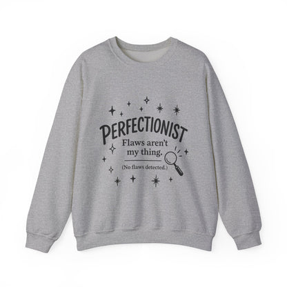 Womens Perfectionist Sweatshirt, Funny Clean Design with Stars, No Flaws Detected Quote Pullover, Minimalist Cozy Gift for Her