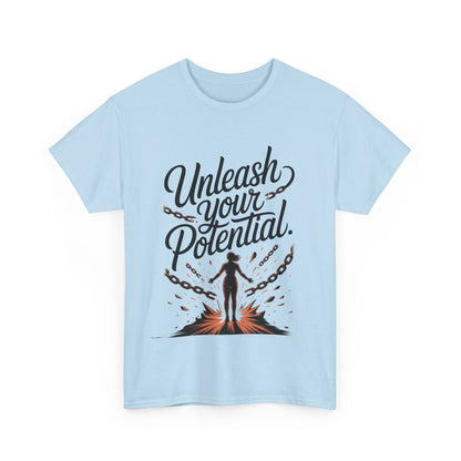 Unleash Your Potential Women's Tee, Motivational T-Shirt, Inspirational Cotton Tee, Gift for Gym Lovers, Positive Energy Top