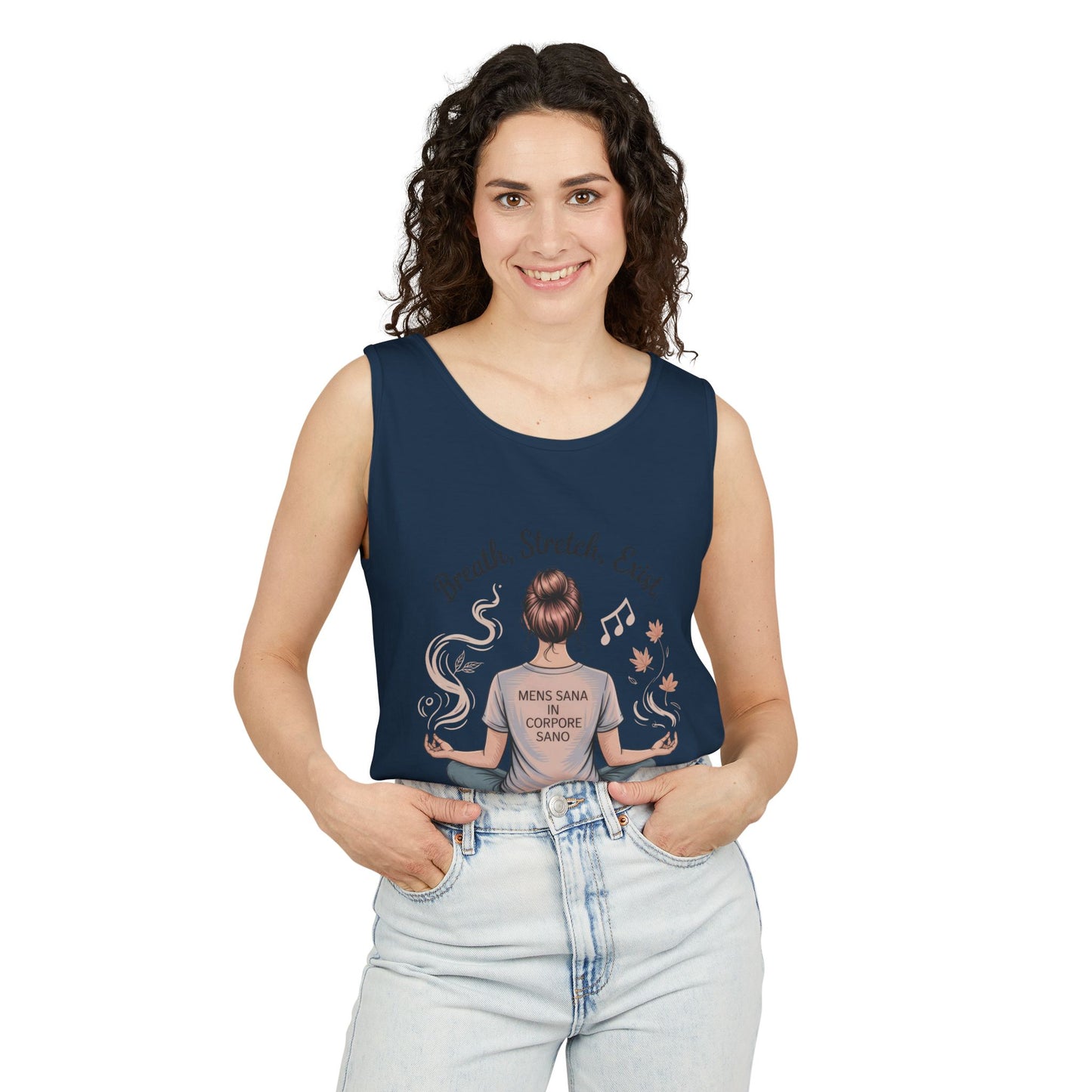 Zen Sarcastic Tank Top, Unisex Meditation Shirt, Breath Stretch Exist Tee, Yoga Apparel, Gift for Mindfulness Lovers