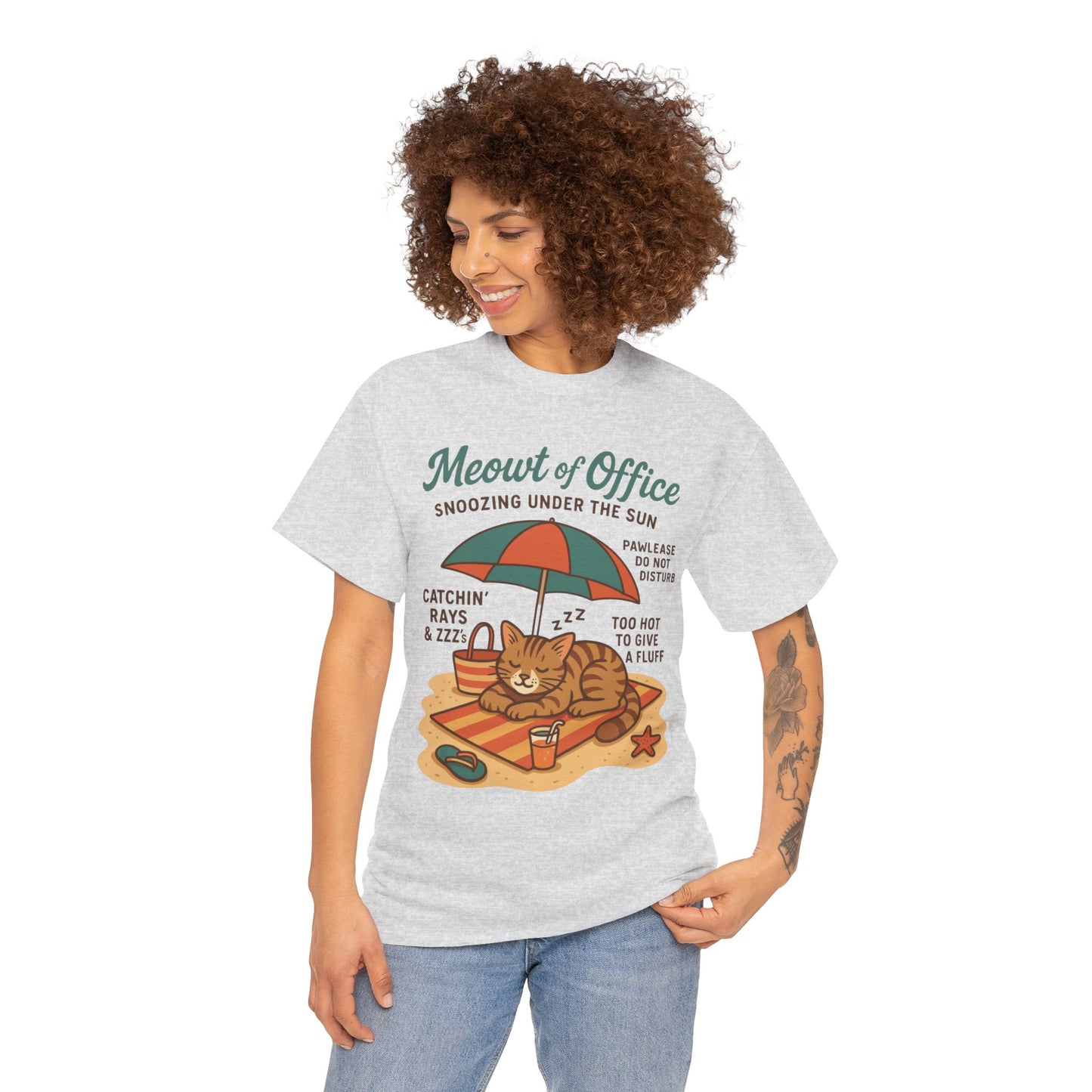 Cat Shirt, Cute Beach Cat Womens T-Shirt, Funny Summer Vacation Tee, Lazy Cat Humor Gift, Cat Lover T-Shirt, Vacation Humor Tee