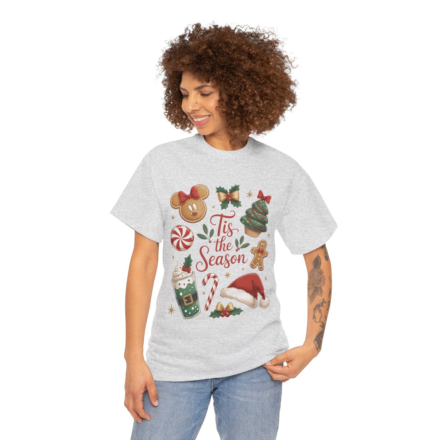 Women's Tis the Season Christmas Shirt, Cute Holiday Cookie - Coffee Tee, Women's Heavy Cotton Tee
