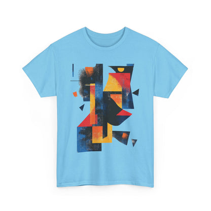 Abstract Geometric Art T-Shirt, Colorful Unisex Heavy Cotton Tee, Modern Artistic Shirt, Bold Graphic Print Tee