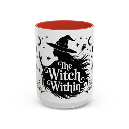 The Witch Within Mug, Minimalist Witchy Coffee Cup, Celestial Feminine Power Gift, Spiritual Boho Halloween Drinkware, Coffee Mug (11, 15oz)