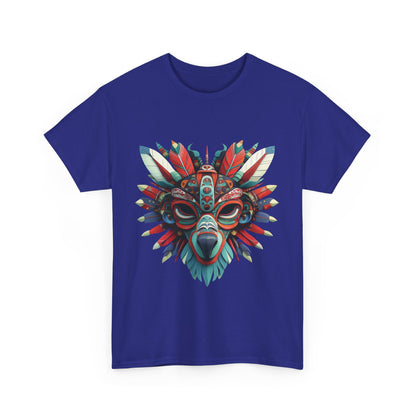 Tribal Wolf Mask T-Shirt, Colorful Native Spirit Animal Tee, Unisex Heavy Cotton Graphic Shirt, Boho Ethnic Festival Top,Gift for Art Lovers