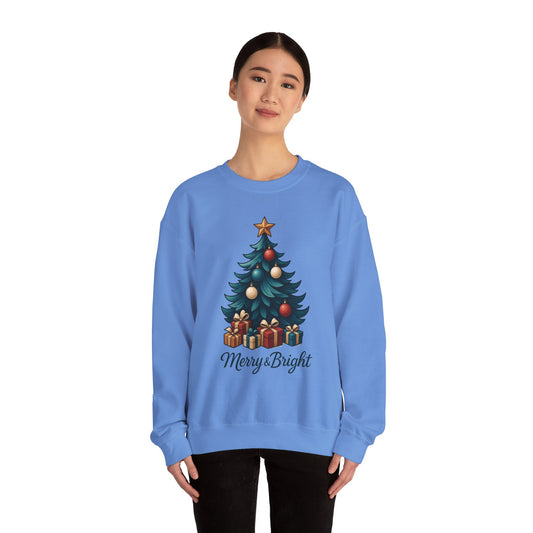 Merry Bright Christmas Sweatshirt, Cozy Holiday Pullover