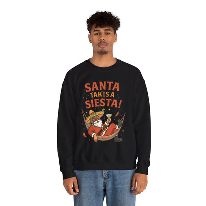 Santa Takes a Siesta Funny Christmas Sweatshirt for Men, Mexican Holiday Jumper