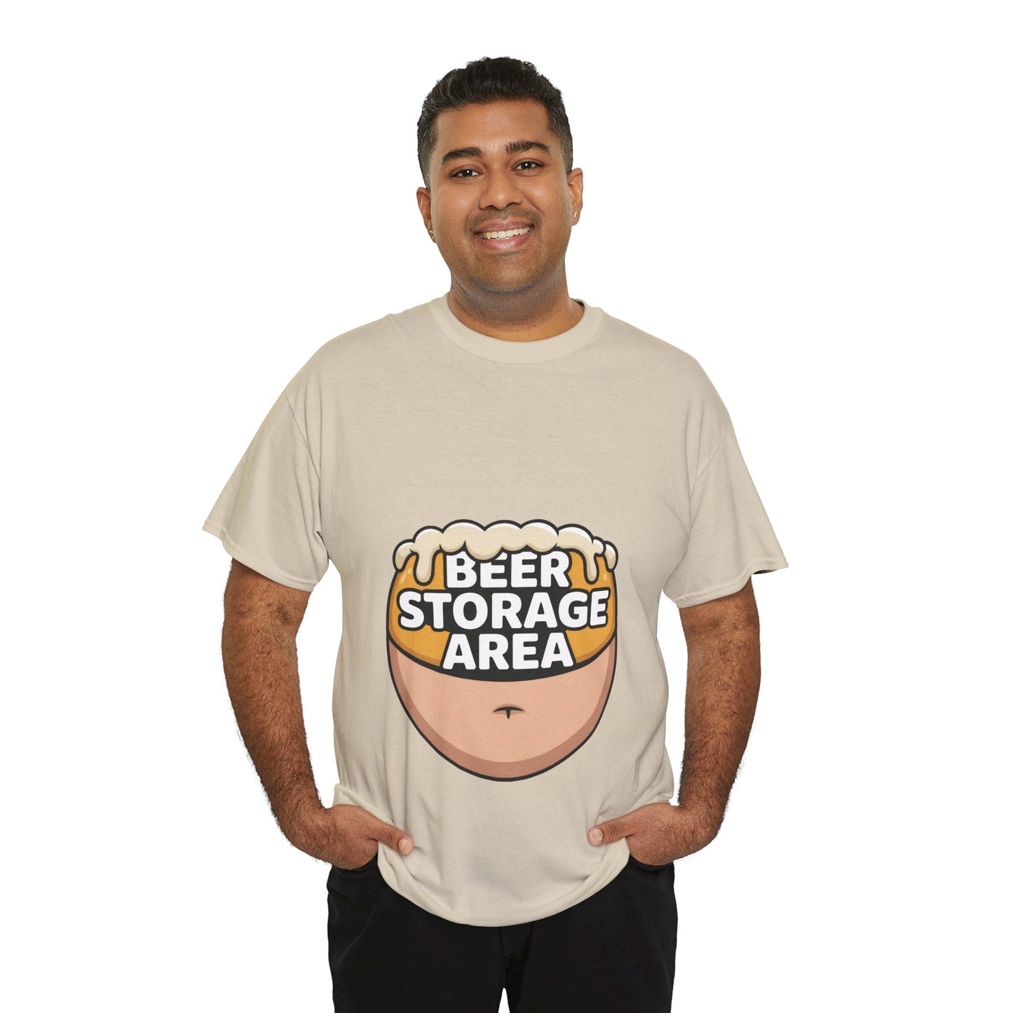 Funny Beer Belly T-Shirt, Beer Storage Area Graphic Tee for Men, Dad Bod Humor Shirt, Beer Lovers Gift, Drinking Gift, Party Apparel