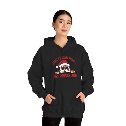 Sant's Watching No Pressure Women's Christmas Hoodie, Funny Holiday Sweatshirt