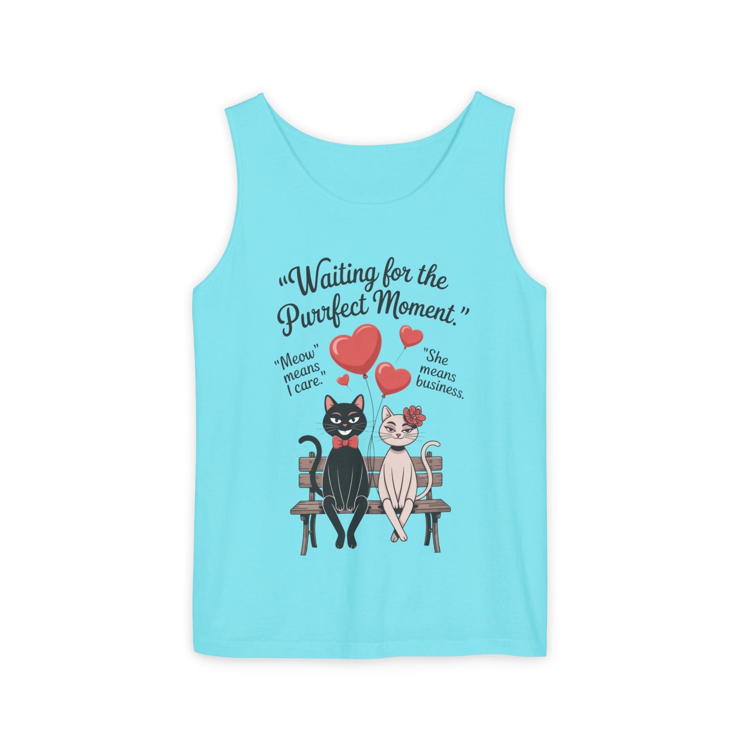 Cute Cat Lovers Tank, Womens Heavy Cotton Tank Top for Pet Owners, Funny Cat Tee, Gift for Cat Lovers, Casual T-Shirt, Animal Art Tee