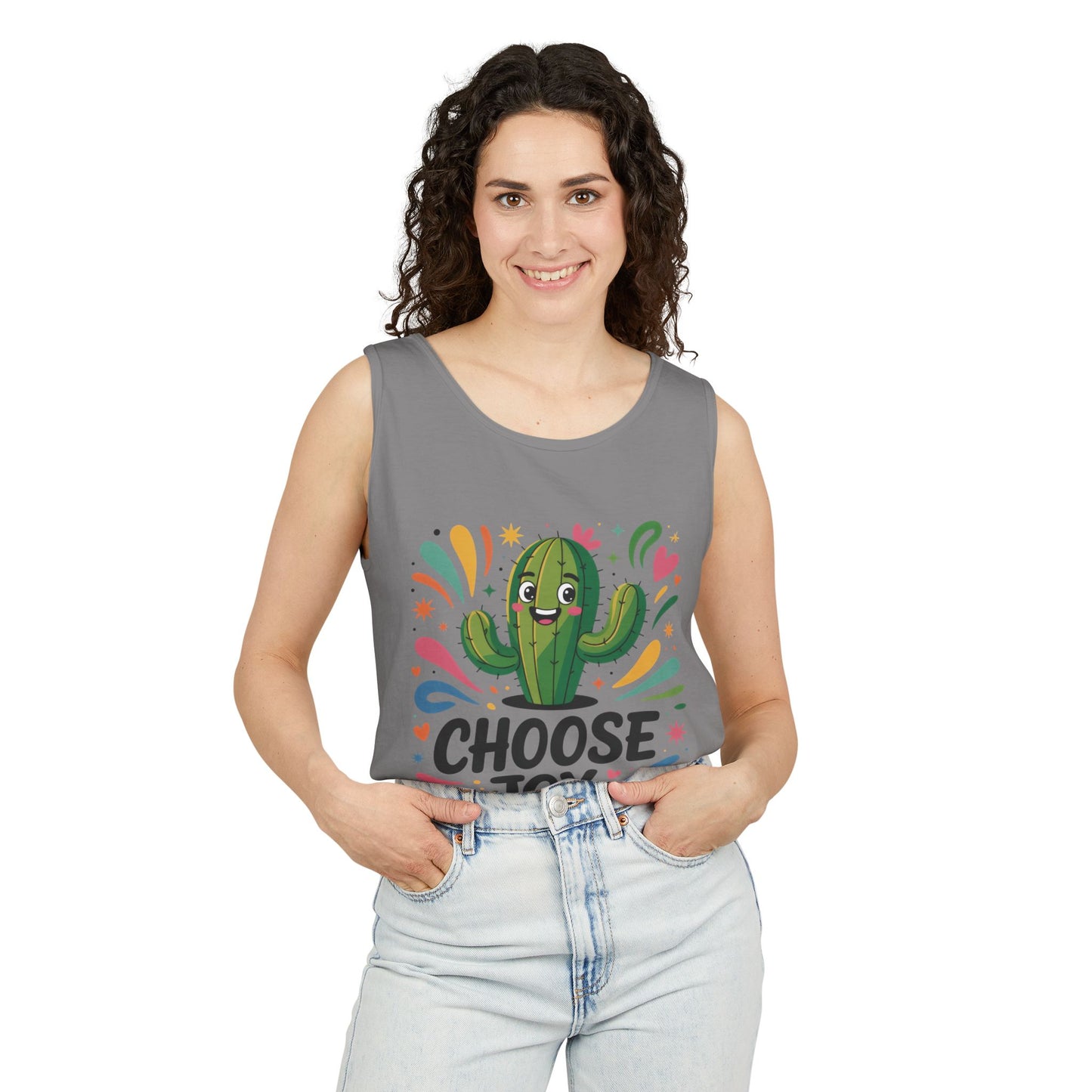 Joyful Cactus Womens Tank Top, Choose Joy Always, Summer Tank, Casual Wear, Gift for Friends, Trendy Top, Vacation Outfit