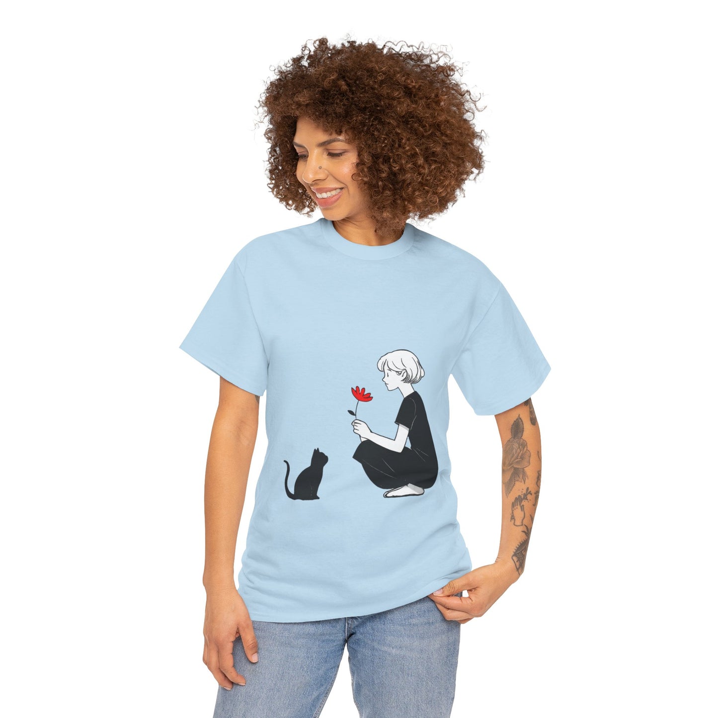 Cat Lover's Heavy Cotton Tee, Cute Cat Shirt, Pet Owner Gift, Animal Lover Apparel, Birthday Gift for Her, Women's Cotton T-Shirt, Cat Lover