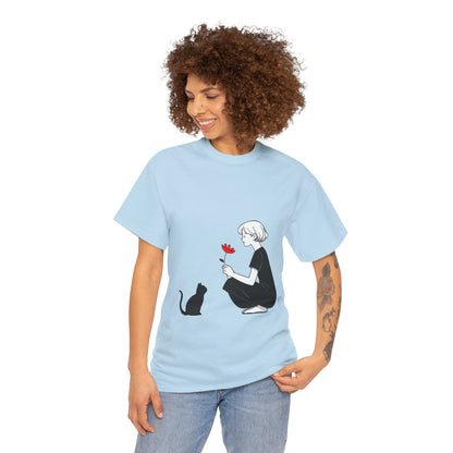 Cat Lover's Heavy Cotton Tee, Cute Cat Shirt, Pet Owner Gift, Animal Lover Apparel, Birthday Gift for Her, Women's Cotton T-Shirt, Cat Lover