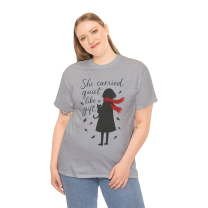 Cat Lover Womens T-Shirt, Whimsical Hand-Drawn Illustration Tee, Artistic Minimalist Gift for and Introverts, Cute Animal Apparel