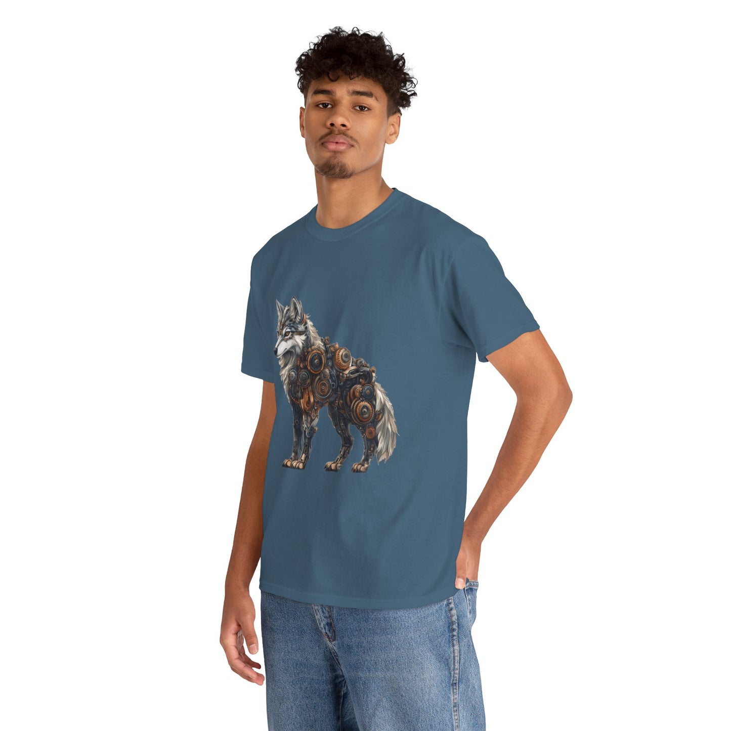Steampunk Wolf Tee, Mechanical Wolf T-Shirt, Unisex Heavy Cotton Shirt, Graphic T-Shirt, Unique Design,Futuristic Animal Lover Gift Shirt